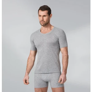 2 Adet Gri Renk Ribana Bisiklet Yaka Fanila