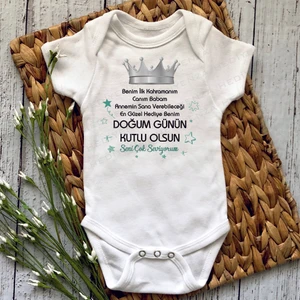 Doğum Günün Kutlu Olsun Baba Baskılı Bebek Body Zıbın