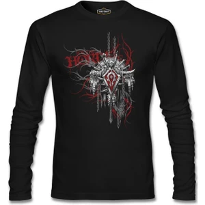 Lordd T-Shirt World Of Warcraft - Horde Logo In Cahins Siyah Erkek Sweatshirt