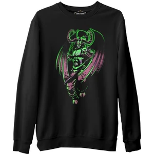 Lordd T-Shirt  World Of Warcraft Legion - Illidan Siyah Erkek Kalın Sweatshirt