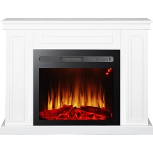 Dekoratif Elektrikli Şömine Beyaz Kasalı Bluetoothlu Alev Sesli