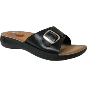 10826 Siyah Kadın Jelli Tokalı Anatomik Günlük Terlik