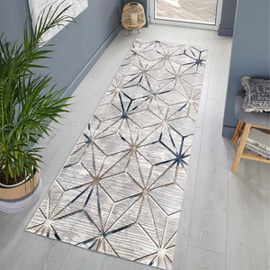 Kaymaz Dod Taban Yıkanabilir 150 x 100 cm. Desen 1086 Gri - Mavi Kesme Yolluk Halı