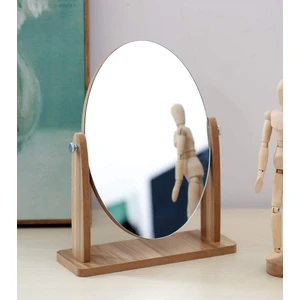 Masaüstü 360 Derece Oval Ahşap Dayanıklı Makyaj Aynası