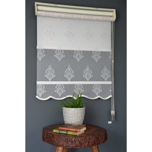 Halim Perdesan Çift Mekanizmalı Tül Stor Perde NT-102 Beyaz & Pembe Renk Etekli 280 x 200 cm