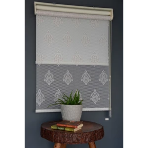 Halim Perdesan Çift Mekanizmalı Tül Stor Perde NT-102 Beyaz & Pembe Renk Eteksiz 280 x 260 cm