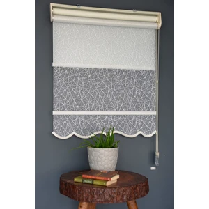 Halim Perdesan Çift Mekanizmalı Tül Stor Perde Dacuz-205 Kırık Beyaz Renk Etekli 280 x 260 cm