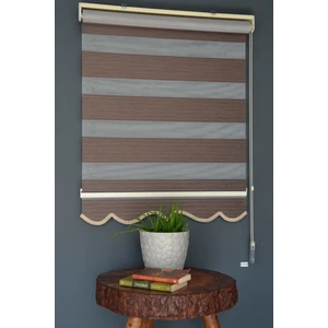 Halim Perdesan Zebra Stor Perde Kb-06 Koyu Kahverengi Renk Etekli Blackout-Karartma 90 x 200 cm
