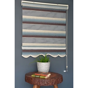 Halim Perdesan Zebra Stor Perde Mf-10 Krem, Bondi Mavisi & Bordo Renk Etekli 90 x 200 cm