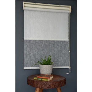 Halim Perdesan Çift Mekanizmalı Tül Stor Perde Dacuz-211 Kırık Beyaz Renk Eteksiz 280 x 260 cm