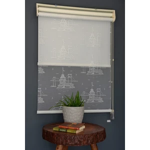 Halim Perdesan Çift Mekanizmalı Tül Stor Perde Dacuz-212 Kırık Beyaz Renk Eteksiz 280 x 260 cm