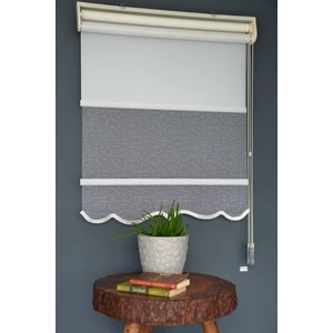 Halim Perdesan Çift Mekanizmalı Tül Stor Perde Dacuz-90 Kırık Beyaz Renk Etekli 280 x 200 cm