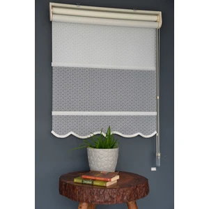 Halim Perdesan Çift Mekanizmalı Tül Stor Perde Dacuz-92 Kırık Beyaz Renk Etekli 280 x 200 cm