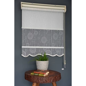 Halim Perdesan Çift Mekanizmalı Tül Stor Perde Dacuz-208 Kırık Beyaz Renk Etekli 280 x 260 cm