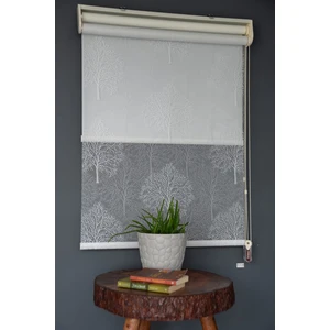 Halim Perdesan Çift Mekanizmalı Tül Stor Perde Dacuz-203 Kırık Beyaz Renk Eteksiz 280 x 200 cm