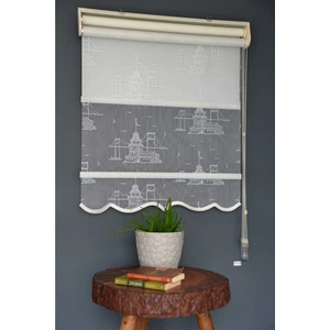 Halim Perdesan Çift Mekanizmalı Tül Stor Perde Dacuz-212 Kırık Beyaz Renk Etekli 280 x 260 cm