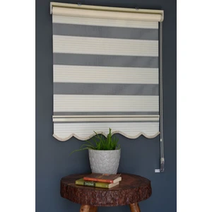 Halim Perdesan Zebra Stor Perde Gp-02 Ekru Renk Etekli Geniş Pliseli 250 x 260 cm