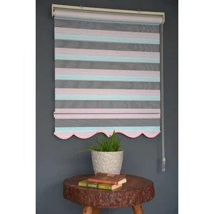 Halim Perdesan Zebra Stor Perde Zn-23 Gül Kurusu & Turkuaz Renk Etekli 260 x 200 cm