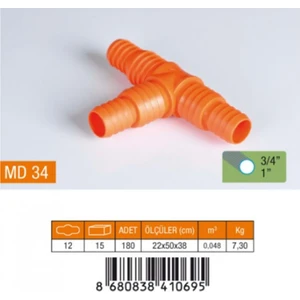 3/4-1" T Hortum Eki Plastik MD34