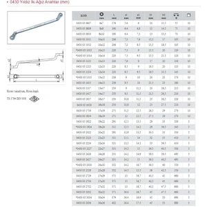 21 x 23 Yıldız Iki Ağız Anahtar 0430 03 2123