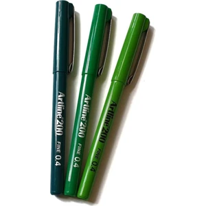 200 Fine Yazı Çizim Kalemi Yeşil Tonları 0.4 mm 3'lü