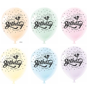 Makaron Happy Birthday Baskılı Karışık Balon - 10 Adet