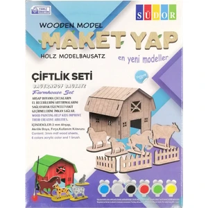 Ahşap Maket Çiftlik Boyama Seti 12X14X18 cm N:MD206