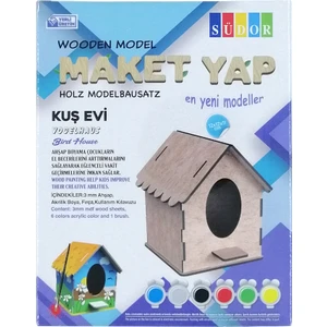 Ahşap Maket Kuş Evi Boyama Seti 12X12X11 cm N:MD202