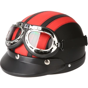 Motosiklet Scooter Deri Açık Kask (Yurt Dışından)
