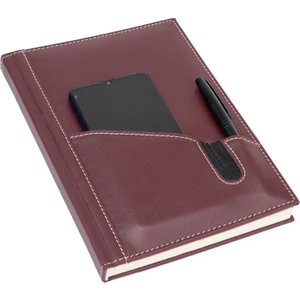 Deri Telefon Kılıflı Kapak Defter Ajanda Tarihsiz Çizgili 17 x 24 cm Bordo