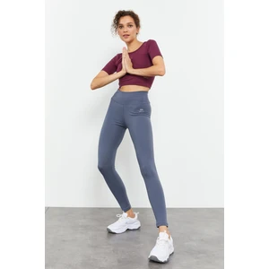 Petrol Yüksek Bel Toparlayıcı Slim Fit Dar Paça Kadın Tayt - 94011