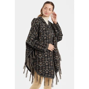 uludağ triko Çiçek Desenli Kilim Panço / Siyah