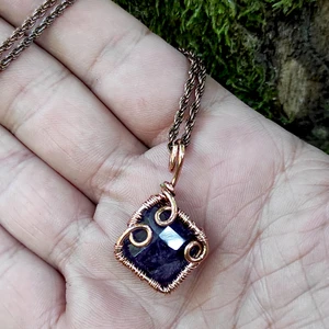 Mba Handmade Jewelry Ametist Kristali El Yapımı Saf Bakır Kolye