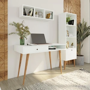 U5010 Janus Raflı Kitaplıklı Çalışma Masası Beyaz