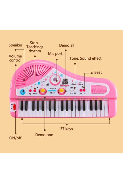Shopfocus Çocuklar İçin 37 Tuşlu Elektronik Piyano - Mavi (Yurt Dışından)