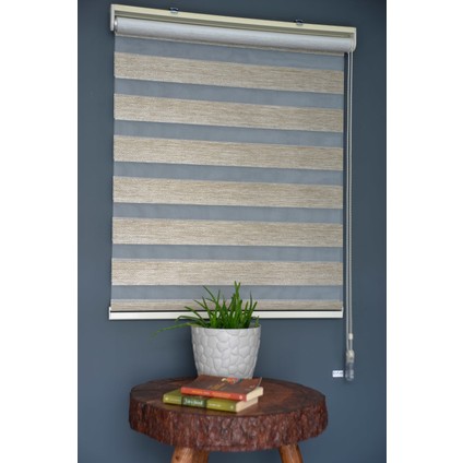 Zebra Stor Perde SM-402 Haki & Gümüş Yaldız Renk Eteksiz 220 x 200 cm