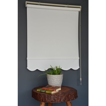 Stor Perde PM-100 Beyaz Renk Etekli Panama 240 x 200 cm