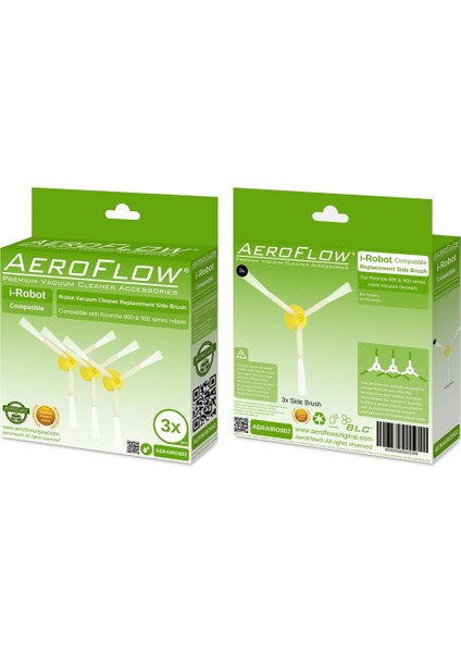 Aeroflow I-Robot Roombaa 800 Serisi Uyumlu Süpürge Yan Fırça 3'lü Paket
