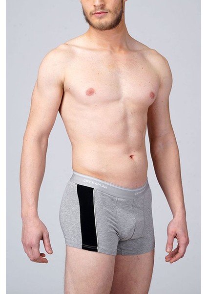 Erkek Likralı Boxer Biyeli 3lü Paket Çift Kaplan 850