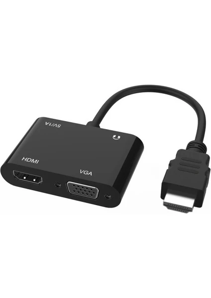 4671 HDMI To HDMI + VGA Monitör Çevirici Dönüştürücü Switch Splitter Adaptör Kablo Ekran Kartı Aksesuarı