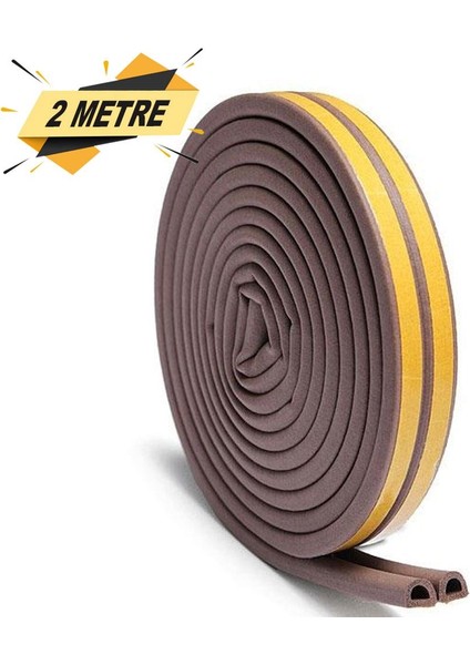 Kapı Pencere Bandı Fitili Yapışkanlı Soğuk Izolasyon Bant 1x2=2 Metre (Kahverengi)