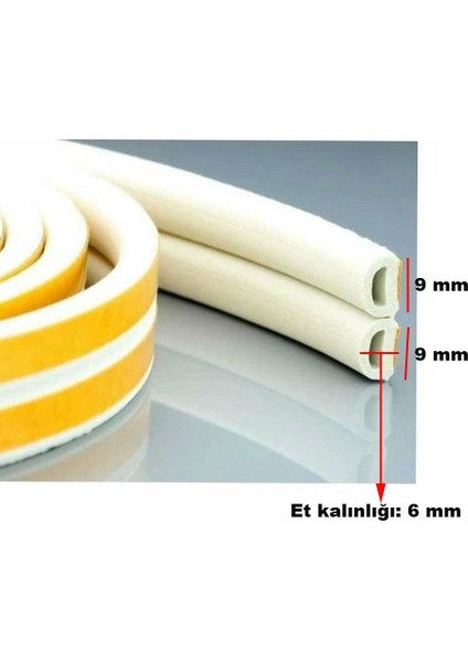 Yapışkanlı 15x2=30 Metre (BEYAZ) Kapı Pencere Bandı Fitili Soğuk Izolasyon Kauçuk Bantları