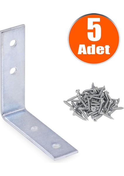 Mobilya Dolap Köşe Bağlantı Sabitleme L Demir Gönye 55X55X15 mm (5 Adet)