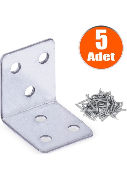 Mobilya Dolap Köşe Bağlantı Sabitleme L Demir Gönye 35X35X30 mm (5 Adet)