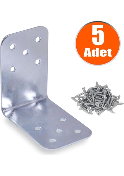 Mobilya Dolap Köşe Bağlantı Sabitleme L Demir Gönye 90X90X60 mm (5 Adet)