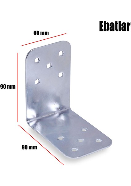 Mobilya Dolap Köşe Bağlantı Sabitleme L Demir Gönye 90X90X60 mm (5 Adet)