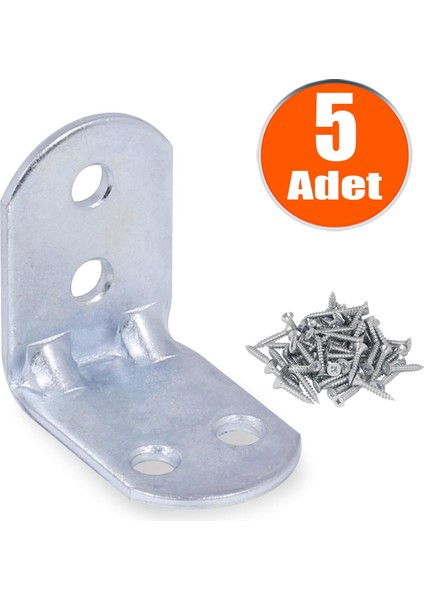 Mobilya Dolap Köşe Bağlantı Sabitleme L Demir Gönye 30X30X22 mm (5 Adet)