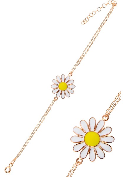 Rose Papatya Model Kadın Gümüş Bileklik Gblpptymdl1-Ros