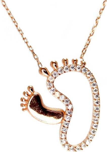 Ayak Izi Rose Kadın Gümüş Kolye