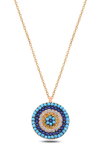 Nazar Boncuğu Göz Model 2 Kadın Gümüş Kolye Gklnzrbncg3-Ros